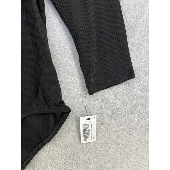 NY Collection Women's Bodysuit Ribbed 3/4 Sleeve Solid Black Medium - Picture 10 of 13